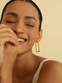 MISS JO - Block Gold Plated Statement Gold Plating Hoop Earrings