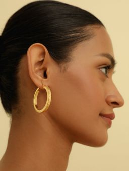 MISS JO - Mirage Textured Large Gold Plating Hoop Earrings