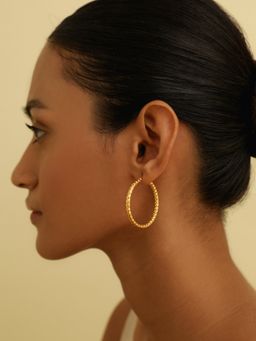 MISS JO - Diamond Cut Large Gold Plating Hoop Earrings