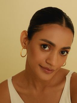 MISS JO - Bold Textured Large Hoop Gold Plating Earrings