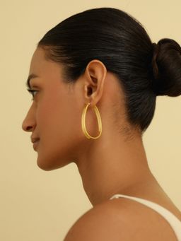 MISS JO - Elliptical Flare 14K Gold Plating Statement Hoop Earrings