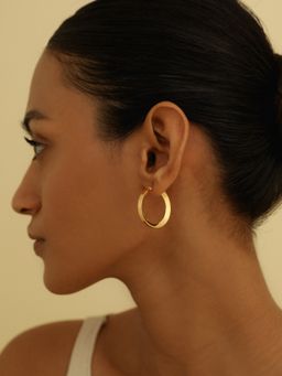 MISS JO - Serenity Tapered Medium Gold Plating Hoop Earrings