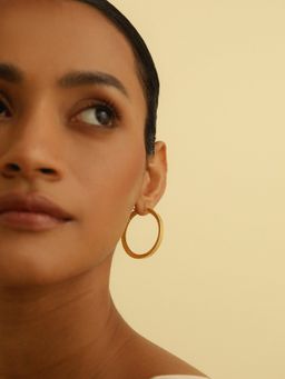 MISS JO - Tapered Ridges Large Gold Plating Hoop Earrings