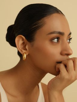 MISS JO - Chunky Gold Plating Medium Half Hoop Earrings