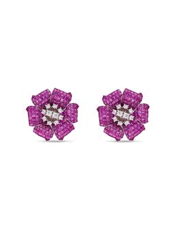 MISS JO - Pink Mystical Petal Cascade Silver Stud Earrings