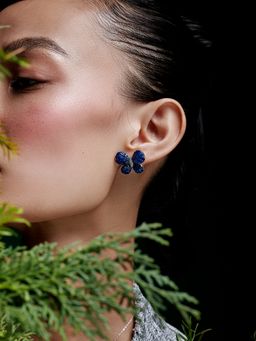 MISS JO - Blue Whimsical Winged Silver Stud Earrings