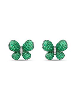 MISS JO - Green Whimsical Winged Silver Stud Earrings