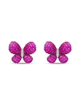 MISS JO - Pink Whimsical Winged Silver Stud Earrings