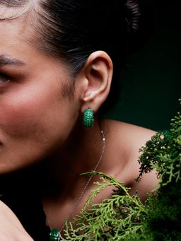 MISS JO - Green Forest Fern Silver Stud Earrings