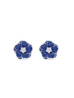 MISS JO - Blue Twilight Fern Silver Stud Earrings