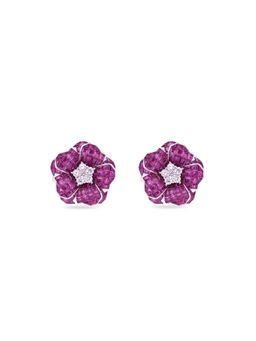 MISS JO - Pink Twilight Fern Silver Stud Earrings