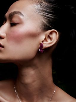 MISS JO - Pink Harmony Wings Silver Stud Earrings