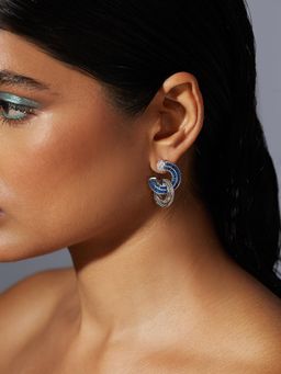 MISS JO - Blue Forest Loop Silver Dangler Earrings