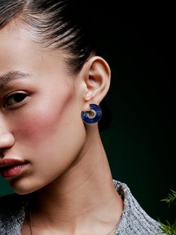 MISS JO - Blue Mystic Woodland Circlets Silver Stud Earrings