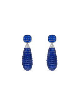 MISS JO - Blue Raindrop Sparkle Silver Dangler Earrings