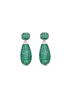 MISS JO - Green Raindrop Sparkle Silver Dangler Earrings
