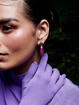 MISS JO - Pink Raindrop Sparkle Silver Dangler Earrings