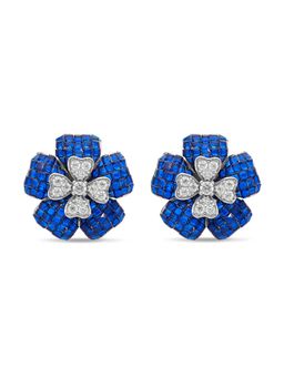 MISS JO - Blue Blooming Euphoria Silver Stud Earrings