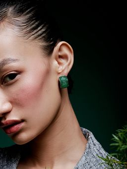 MISS JO - Green Elegance Emerald Silver Stud Earrings