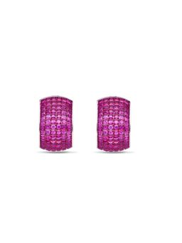 MISS JO - Pink Elegance Emerald Silver Stud Earrings