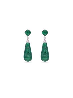 MISS JO - Green Enchanted Dewdrop Silver Dangler Earrings