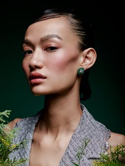 MISS JO - Green Faerie Forest Silver Stud Earrings