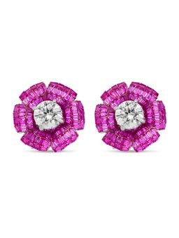 MISS JO - Pink Faerie Forest Silver Stud Earrings