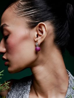 MISS JO - The Pink Whimsy Of The Bee Silver Dangler Earrings