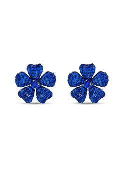 MISS JO - Blue Floral Fantasia Silver Stud Earrings