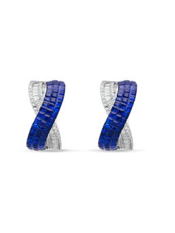 MISS JO - Blue Foliage Twist Silver Stud Earrings