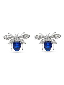MISS JO - Blue Enchanted Hive Honey Bee Silver Stud Earrings