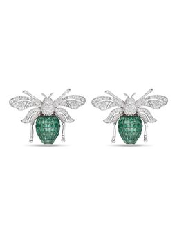 MISS JO - Green Enchanted Hive Honey Bee Silver Stud Earrings