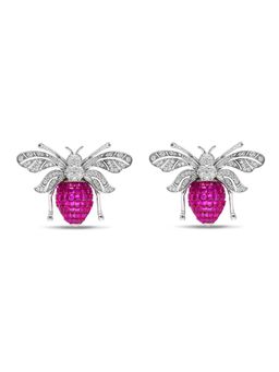 MISS JO - Pink Enchanted Hive Honey Bee Silver Stud Earrings