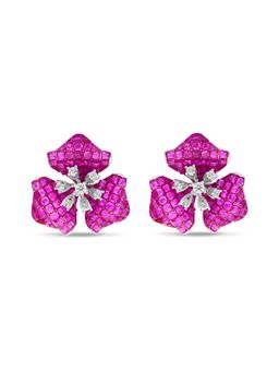 MISS JO - Pink Ethereal Trillium Blossom Silver Stud Earrings