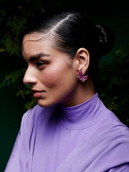 MISS JO - Pink Mystical Butterfly Silver Stud Earrings