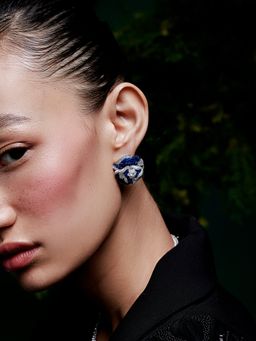 MISS JO - Blue Wildflower Whispers Silver Stud Earrings