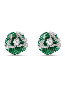 MISS JO - Green Wildflower Whispers Silver Stud Earrings