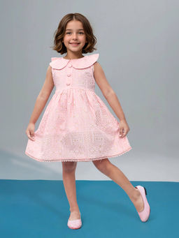 Toonyport - Girls Fit & Flare Printed Pink Dress