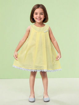 Toonyport - Girls Fit & Flare Solid Yellow Dress