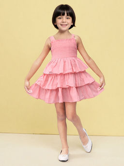Toonyport - Girls Fit & Flare Solid Pink Dress