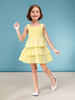 Toonyport - Girls Fit & Flare Solid Yellow Dress