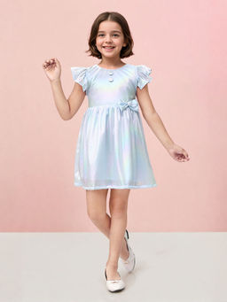 Toonyport - Girls Fit & Flare Solid Blue Dress