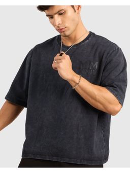 Musclemind - Men Grunge Washed Oversized Tee Navy Blue