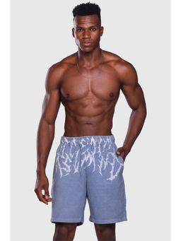 Musclemind - Blue Printed Regular Fit Shorts