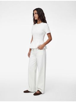 Koton - Textured Peplum Top - White