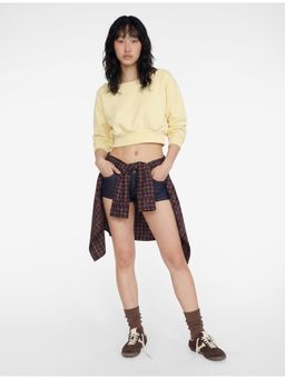 Koton - Oversize Crop Sweatshirt - Yellow