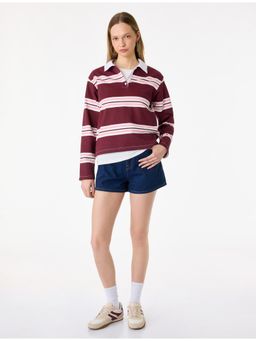 Koton - Stripes Polo Neck T-shirt - Pink