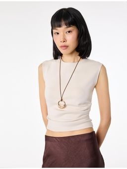 Koton - Sleeveless Crew Neck Top - Beige