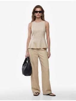 Koton - Peplum Linen Top - Beige