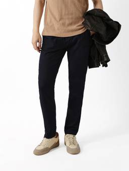 The Bear House - Black Solid Polyester Regular Fit Trouser